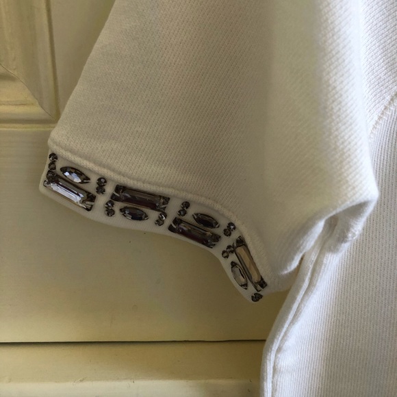 J Crew Jewel Embellished Short Sleeve Sweatshirt - Picture 2 of 5